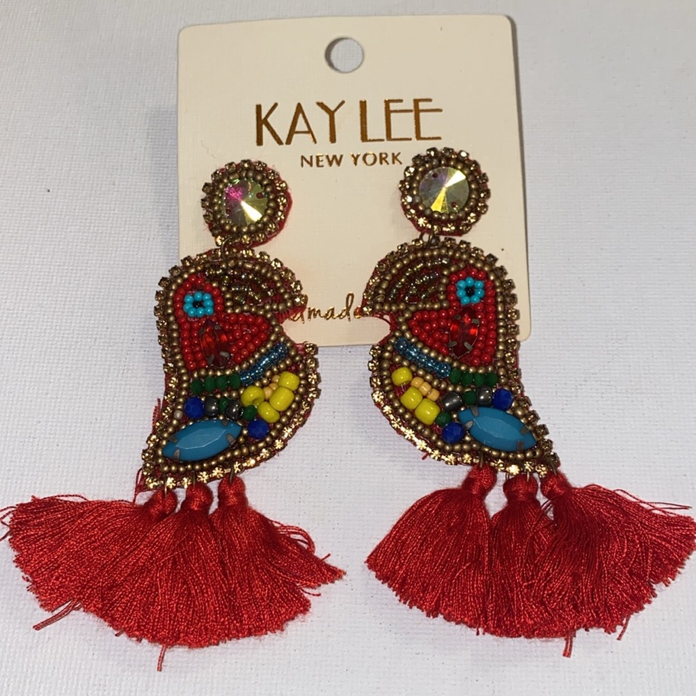 Kay Lee Beaded Bird Earrings NWT